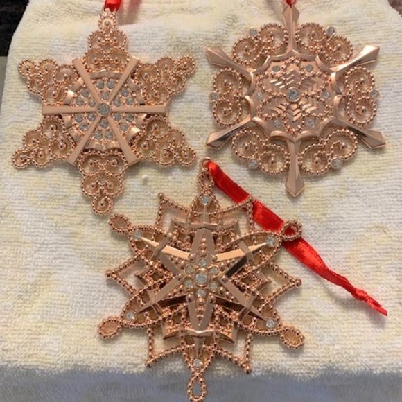 Lenox | Holiday | Lenox Three K Rose Gold Snowflakes Ornaments | Poshmark